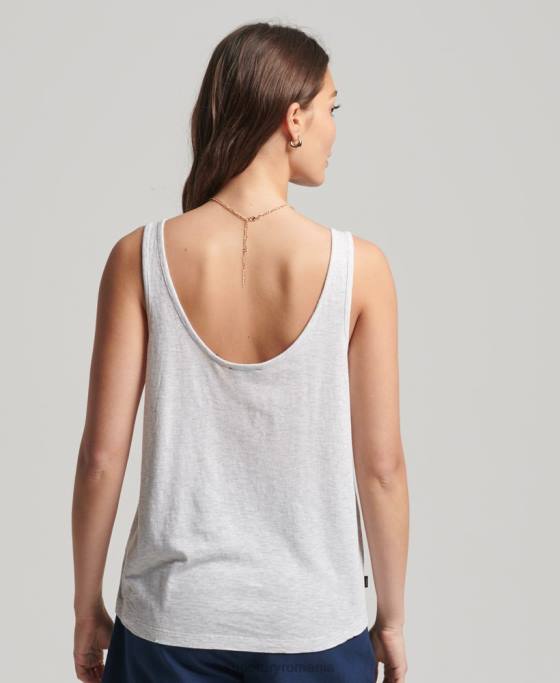 Superdry top din bumbac organic cu buzunar îmbrăcăminte gri deschis femei JX0Z6590