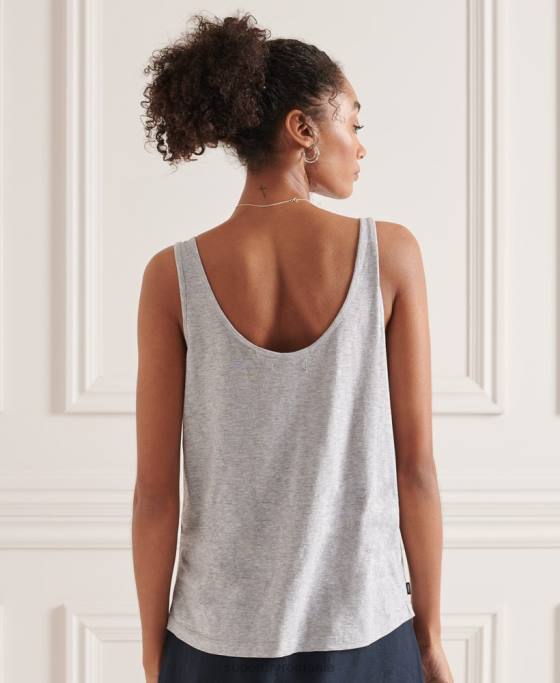 Superdry top din bumbac organic cu buzunar îmbrăcăminte gri deschis femei JX0Z6728