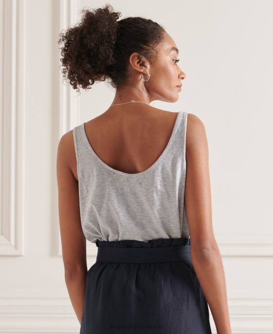 Superdry top din bumbac organic cu buzunar îmbrăcăminte gri deschis femei JX0Z6728