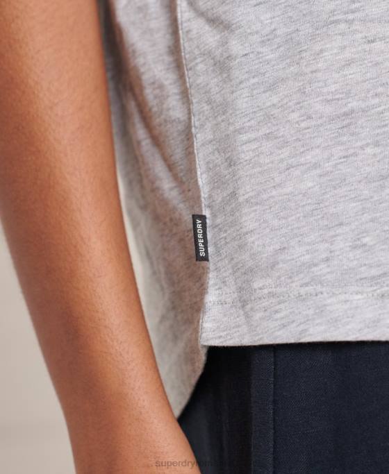 Superdry top din bumbac organic cu buzunar îmbrăcăminte gri deschis femei JX0Z6728
