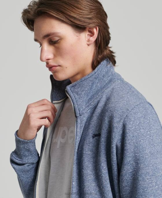 Superdry top din bumbac organic cu fermoar cu logo vintage îmbrăcăminte albastru bărbați JX0Z5127