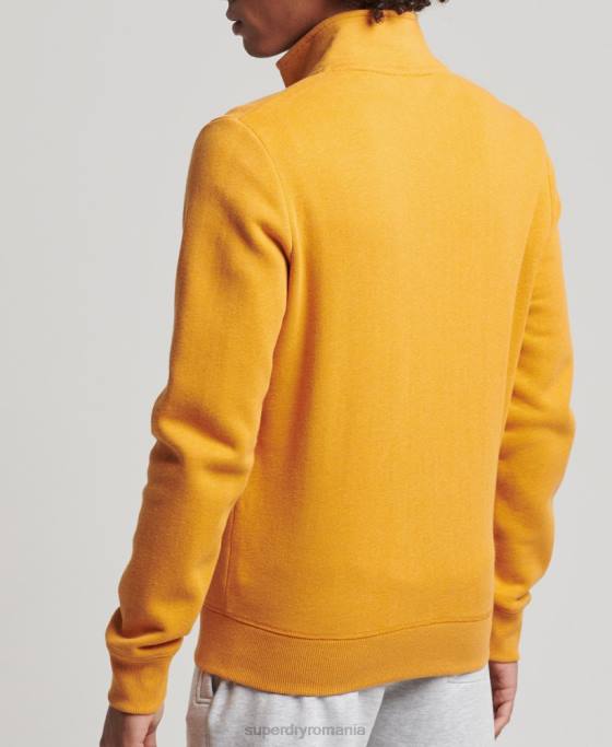 Superdry top din bumbac organic cu fermoar cu logo vintage îmbrăcăminte galben bărbați JX0Z5054