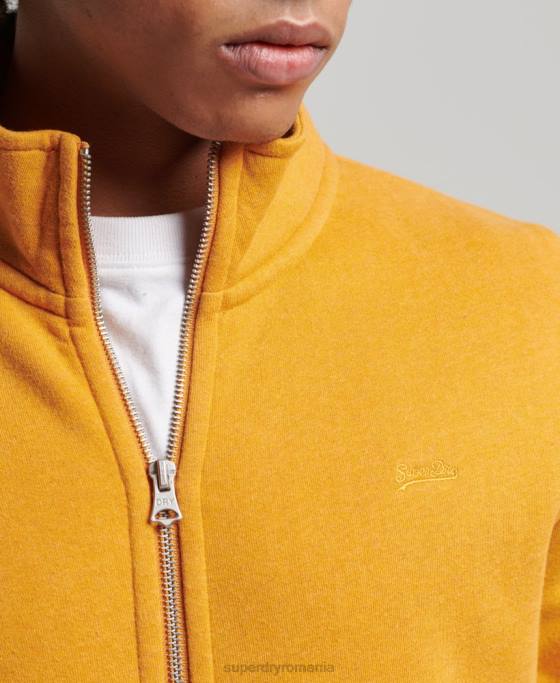 Superdry top din bumbac organic cu fermoar cu logo vintage îmbrăcăminte galben bărbați JX0Z5054
