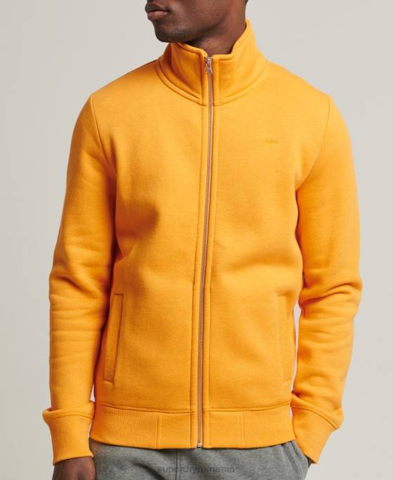 Superdry top din bumbac organic cu fermoar cu logo vintage îmbrăcăminte galben bărbați JX0Z5077