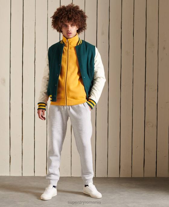 Superdry top din bumbac organic cu fermoar cu logo vintage îmbrăcăminte galben bărbați JX0Z5095