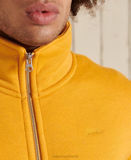 Superdry top din bumbac organic cu fermoar cu logo vintage îmbrăcăminte galben bărbați JX0Z5095