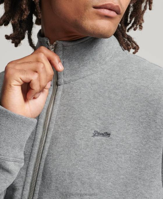 Superdry top din bumbac organic cu fermoar cu logo vintage îmbrăcăminte gri bărbați JX0Z5094