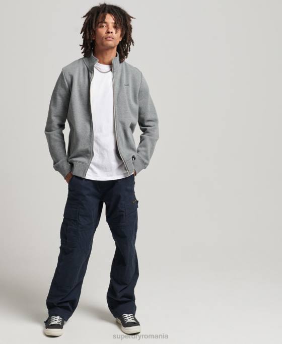 Superdry top din bumbac organic cu fermoar cu logo vintage îmbrăcăminte gri bărbați JX0Z5094