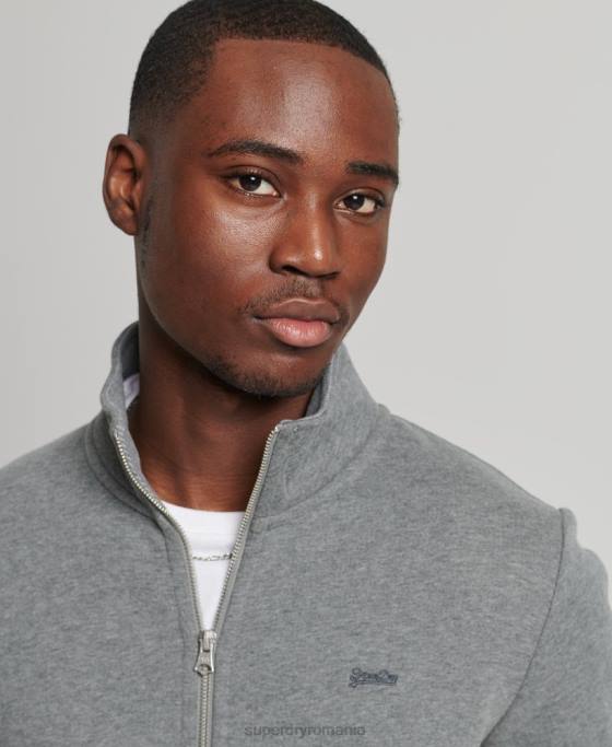 Superdry top din bumbac organic cu fermoar cu logo vintage îmbrăcăminte gri bărbați JX0Z5175