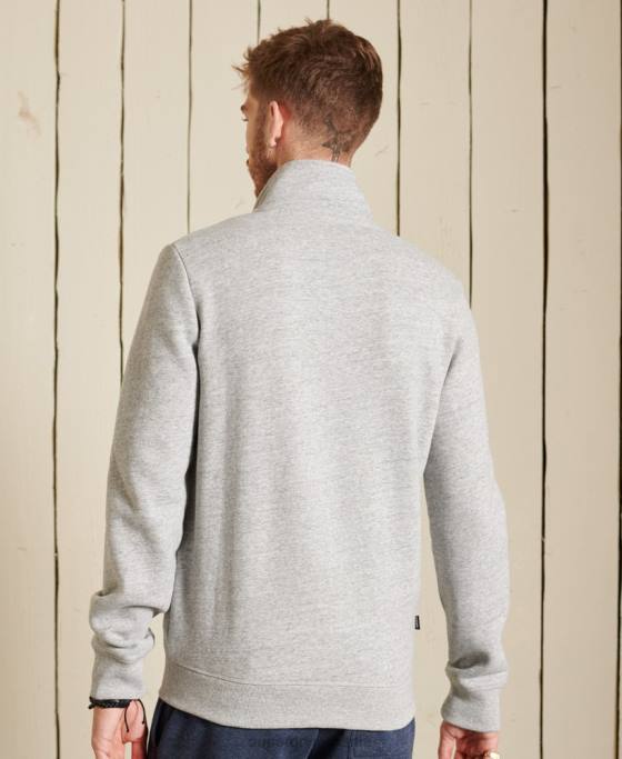 Superdry top din bumbac organic cu fermoar cu logo vintage îmbrăcăminte gri bărbați JX0Z5201