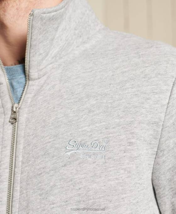 Superdry top din bumbac organic cu fermoar cu logo vintage îmbrăcăminte gri bărbați JX0Z5201