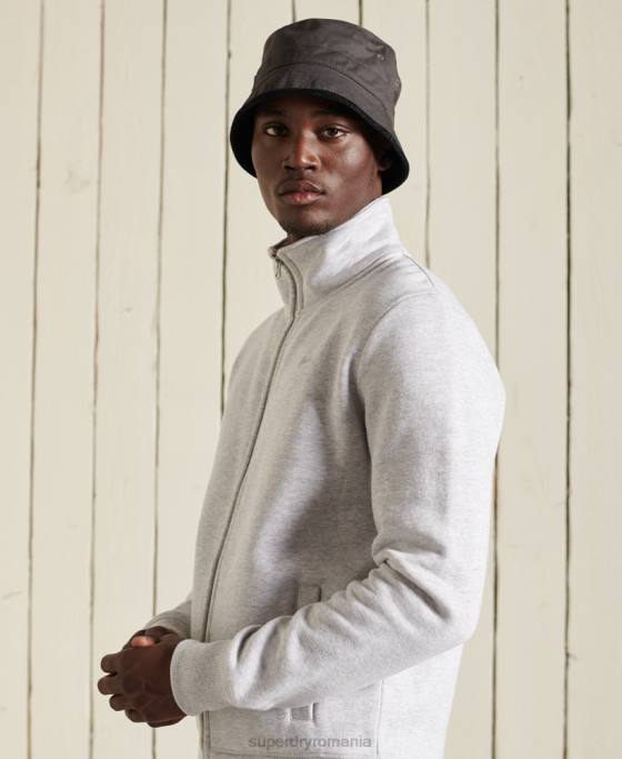 Superdry top din bumbac organic cu fermoar cu logo vintage îmbrăcăminte gri deschis bărbați JX0Z869