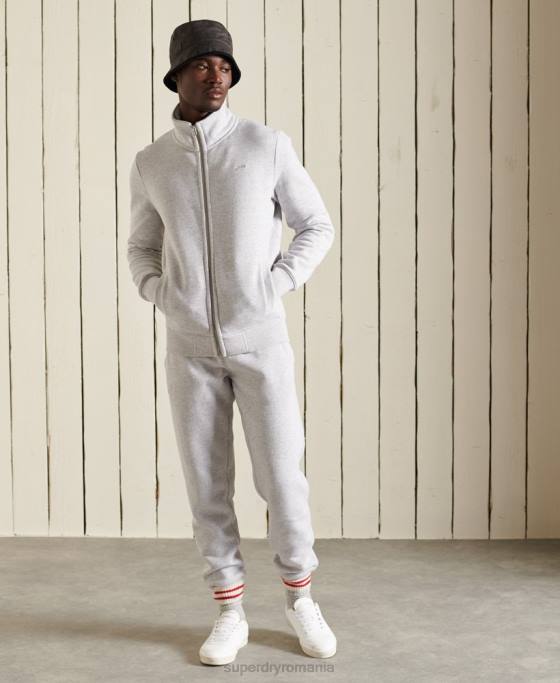 Superdry top din bumbac organic cu fermoar cu logo vintage îmbrăcăminte gri deschis bărbați JX0Z869