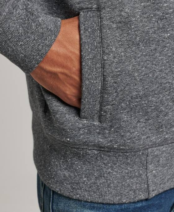 Superdry top din bumbac organic cu fermoar cu logo vintage îmbrăcăminte gri inchis bărbați JX0Z5010