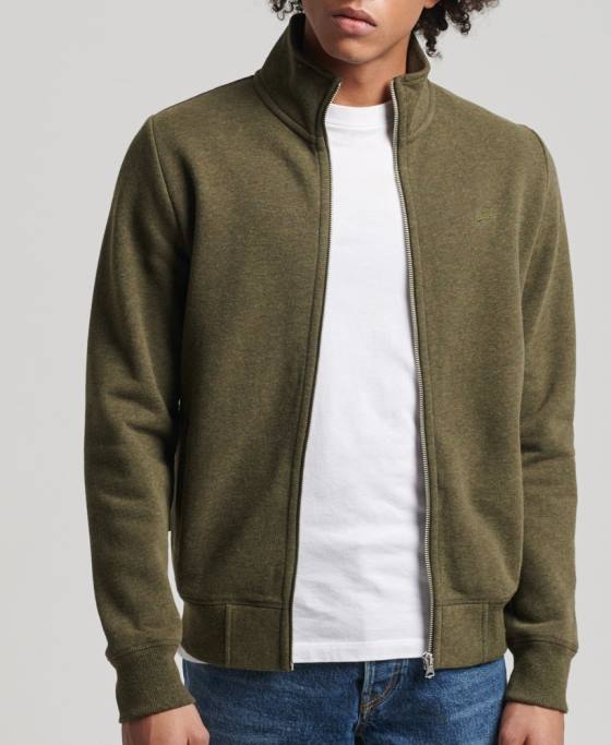 Superdry top din bumbac organic cu fermoar cu logo vintage îmbrăcăminte kaki bărbați JX0Z5114