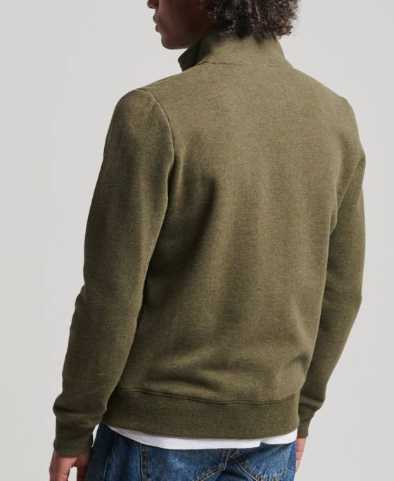 Superdry top din bumbac organic cu fermoar cu logo vintage îmbrăcăminte kaki bărbați JX0Z5114