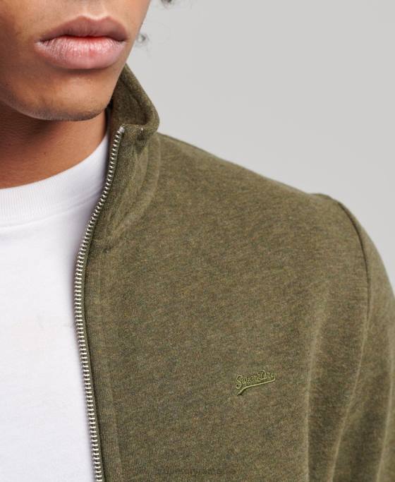 Superdry top din bumbac organic cu fermoar cu logo vintage îmbrăcăminte kaki bărbați JX0Z5114