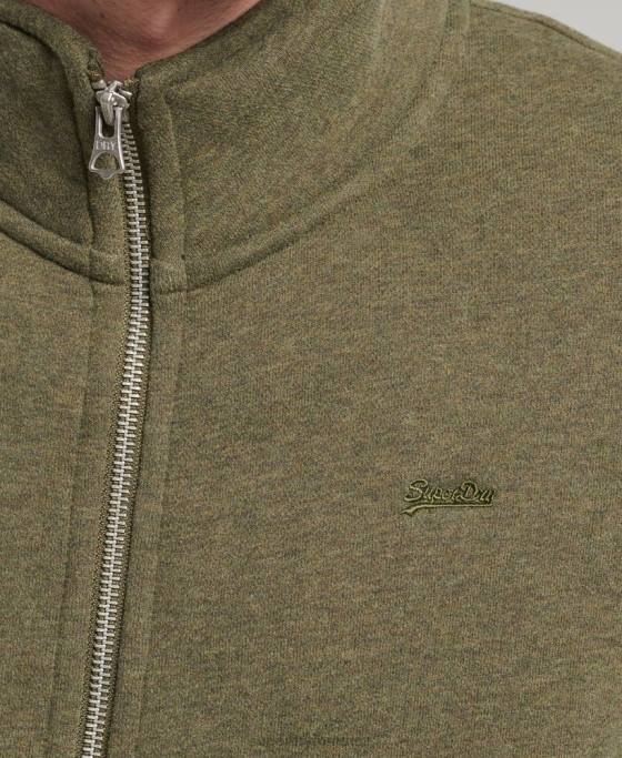 Superdry top din bumbac organic cu fermoar cu logo vintage îmbrăcăminte kaki bărbați JX0Z5171