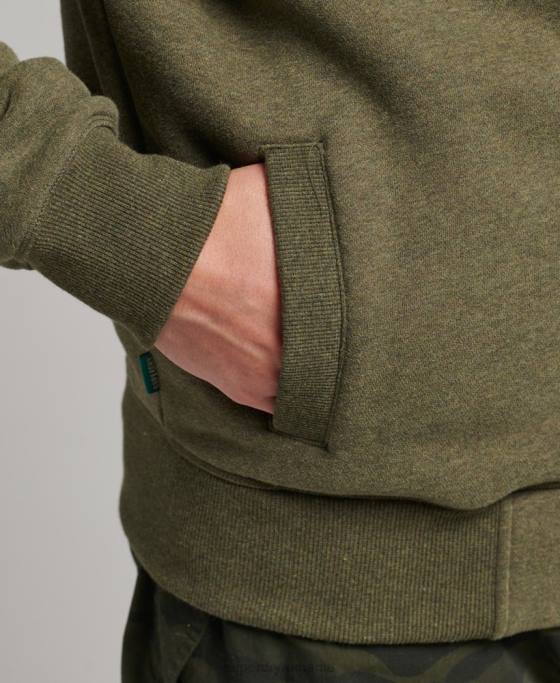 Superdry top din bumbac organic cu fermoar cu logo vintage îmbrăcăminte kaki bărbați JX0Z5171