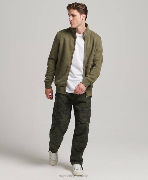 Superdry top din bumbac organic cu fermoar cu logo vintage îmbrăcăminte kaki bărbați JX0Z5171