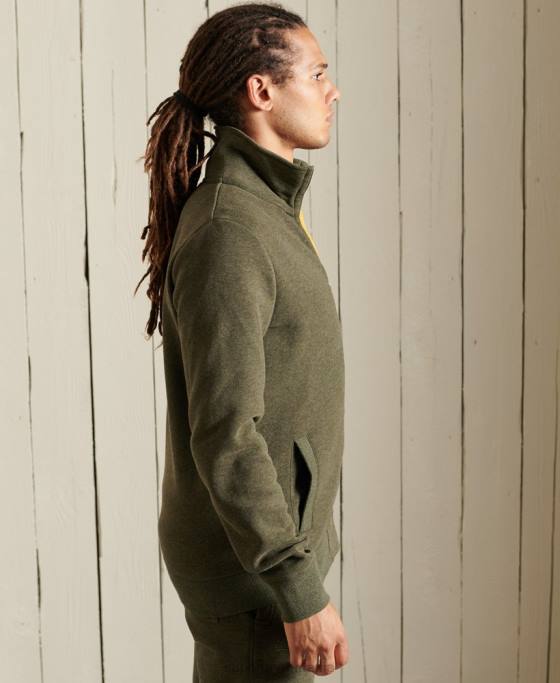 Superdry top din bumbac organic cu fermoar cu logo vintage îmbrăcăminte kaki bărbați JX0Z5173