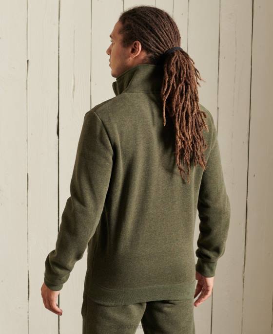 Superdry top din bumbac organic cu fermoar cu logo vintage îmbrăcăminte kaki bărbați JX0Z5173