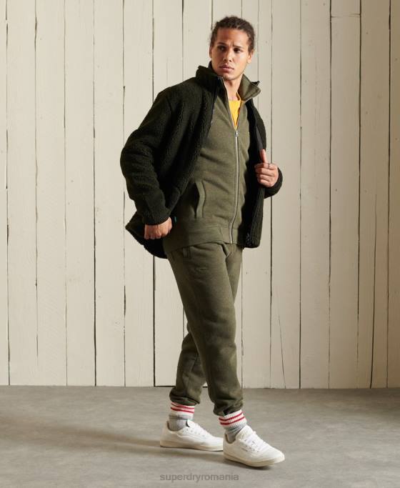 Superdry top din bumbac organic cu fermoar cu logo vintage îmbrăcăminte kaki bărbați JX0Z5173