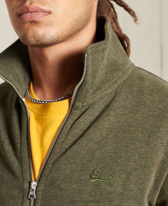 Superdry top din bumbac organic cu fermoar cu logo vintage îmbrăcăminte kaki bărbați JX0Z5173