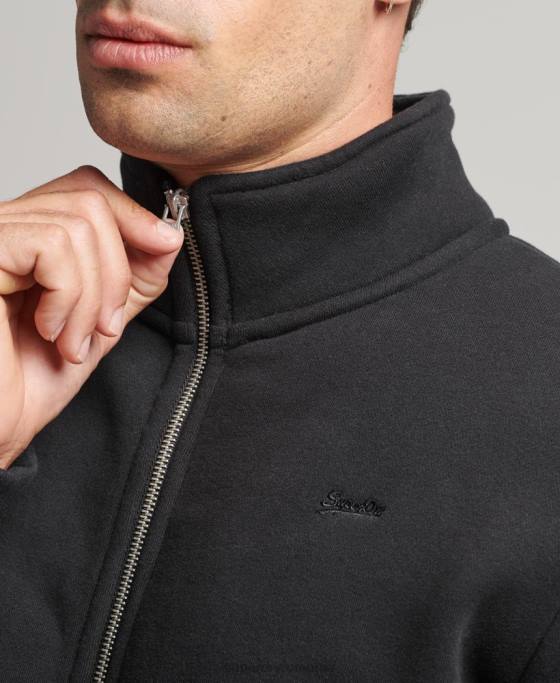 Superdry top din bumbac organic cu fermoar cu logo vintage îmbrăcăminte negru bărbați JX0Z5030