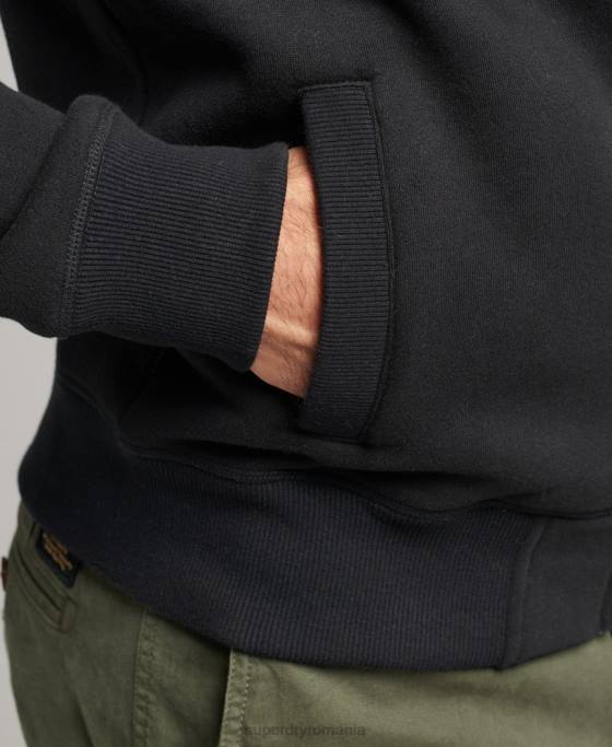 Superdry top din bumbac organic cu fermoar cu logo vintage îmbrăcăminte negru bărbați JX0Z5030