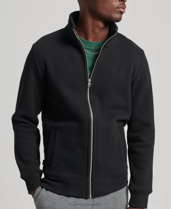 Superdry top din bumbac organic cu fermoar cu logo vintage îmbrăcăminte negru bărbați JX0Z5153