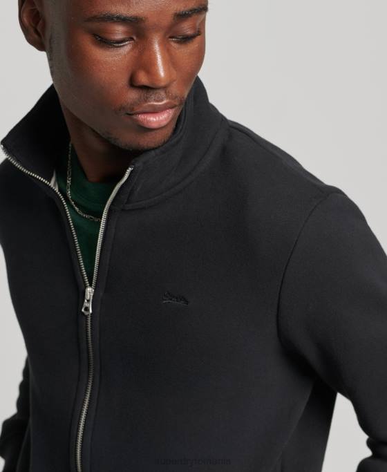 Superdry top din bumbac organic cu fermoar cu logo vintage îmbrăcăminte negru bărbați JX0Z5153