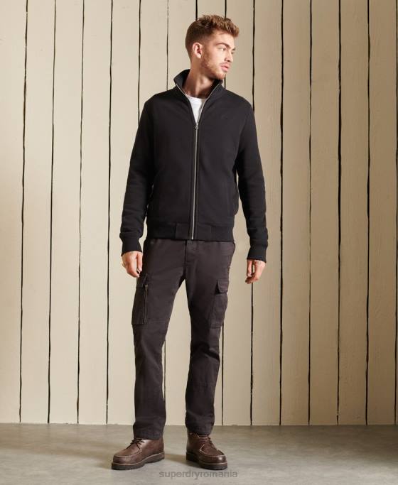 Superdry top din bumbac organic cu fermoar cu logo vintage îmbrăcăminte negru bărbați JX0Z5211