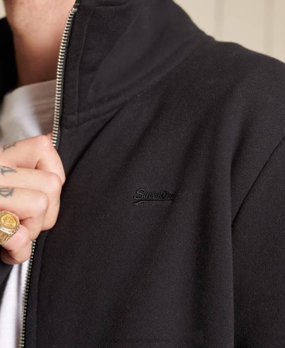 Superdry top din bumbac organic cu fermoar cu logo vintage îmbrăcăminte negru bărbați JX0Z5211