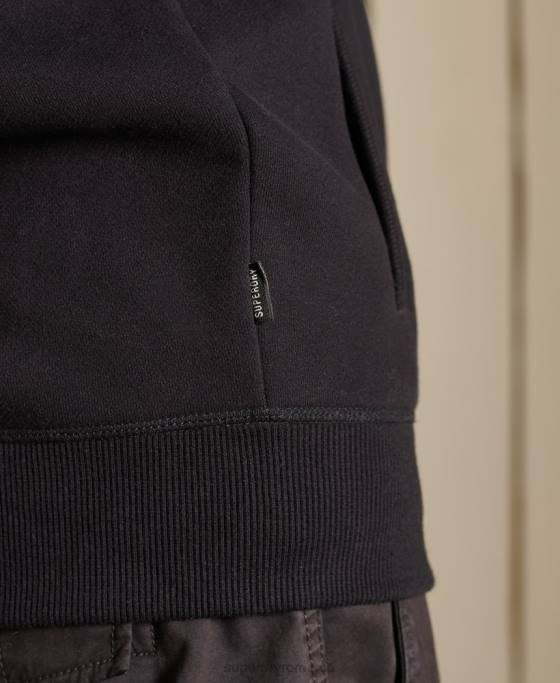 Superdry top din bumbac organic cu fermoar cu logo vintage îmbrăcăminte negru bărbați JX0Z5211