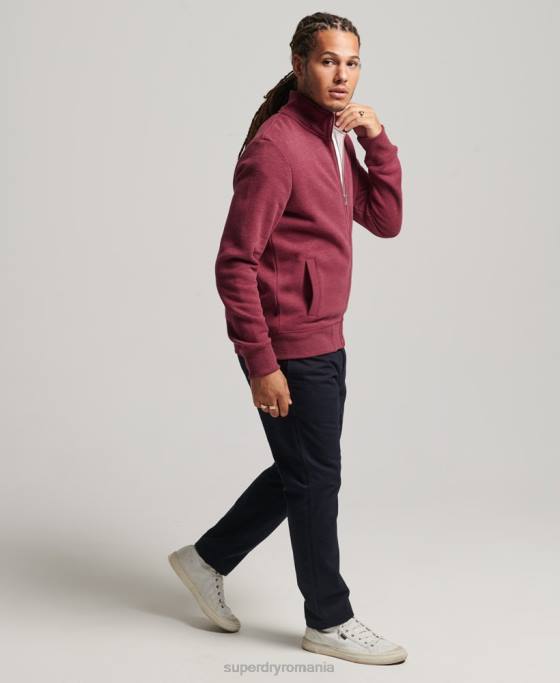 Superdry top din bumbac organic cu fermoar cu logo vintage îmbrăcăminte roșu bărbați JX0Z5112