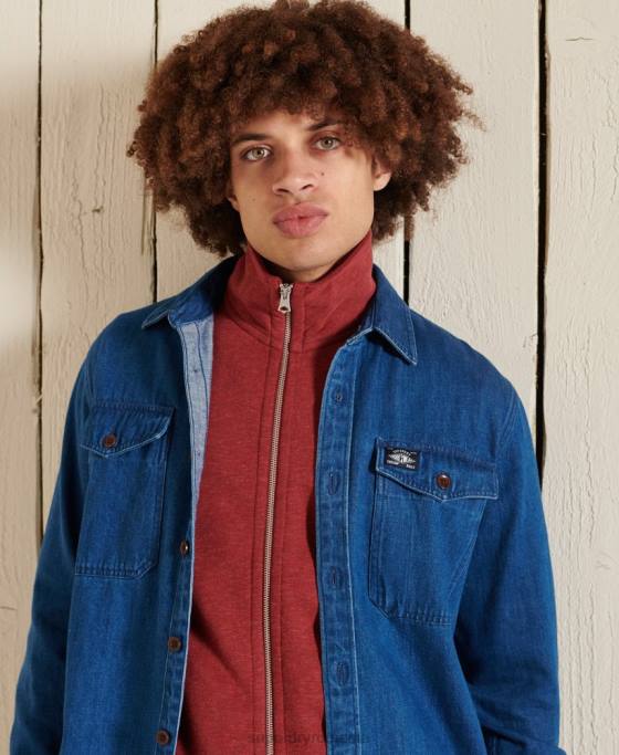 Superdry top din bumbac organic cu fermoar cu logo vintage îmbrăcăminte roșu bărbați JX0Z5168