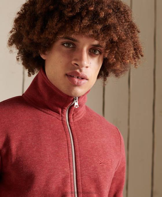 Superdry top din bumbac organic cu fermoar cu logo vintage îmbrăcăminte roșu bărbați JX0Z5168