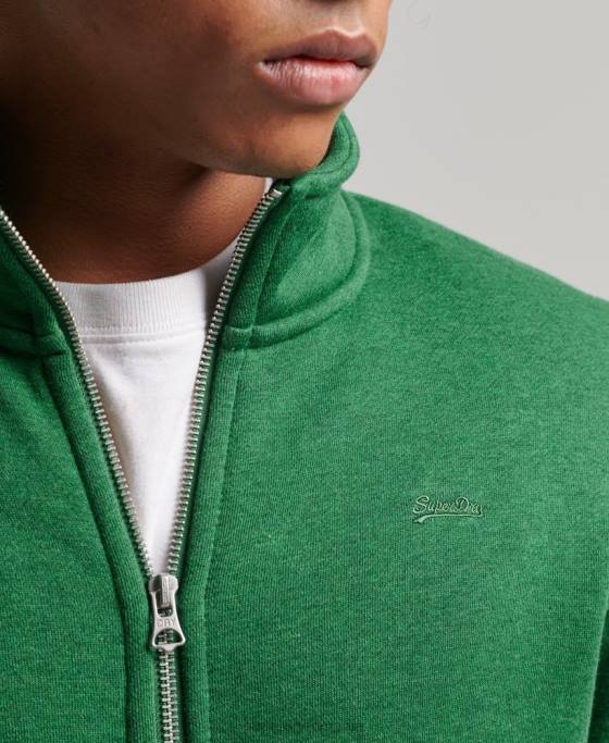 Superdry top din bumbac organic cu fermoar cu logo vintage îmbrăcăminte verde bărbați JX0Z5024