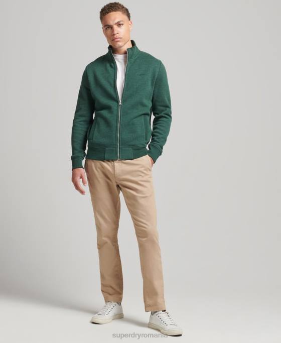 Superdry top din bumbac organic cu fermoar cu logo vintage îmbrăcăminte verde bărbați JX0Z842