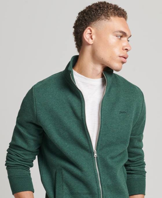 Superdry top din bumbac organic cu fermoar cu logo vintage îmbrăcăminte verde bărbați JX0Z842