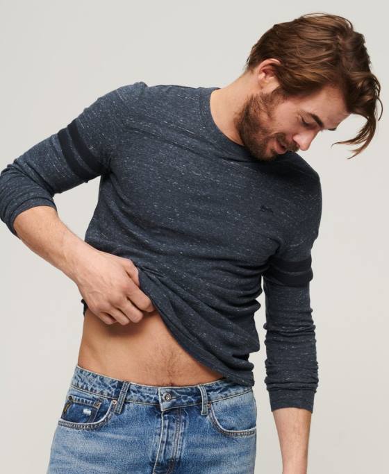 Superdry top din bumbac organic cu logo vintage îmbrăcăminte marina bărbați JX0Z1466