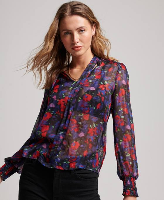 Superdry top din chiffon studios îmbrăcăminte marina femei JX0Z3029