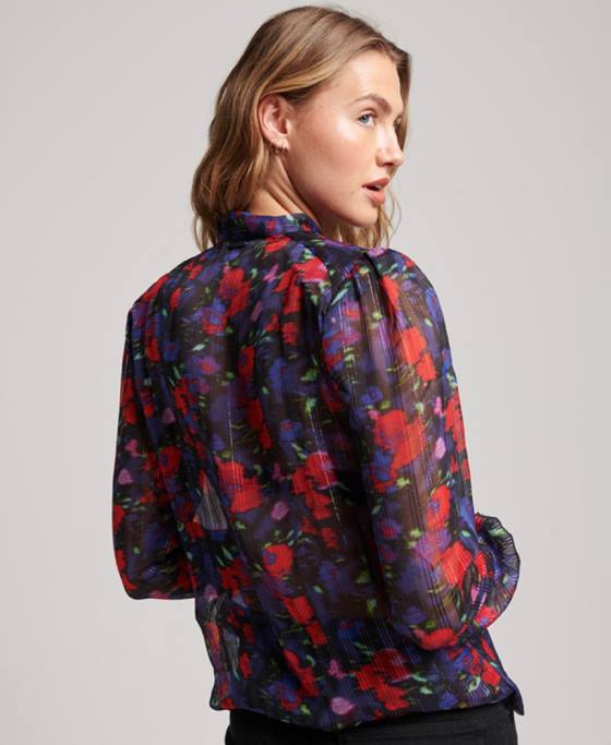 Superdry top din chiffon studios îmbrăcăminte marina femei JX0Z3029