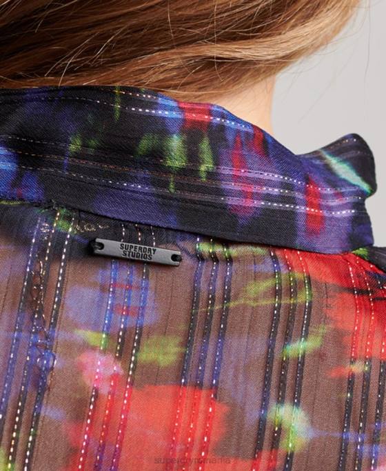 Superdry top din chiffon studios îmbrăcăminte marina femei JX0Z3029
