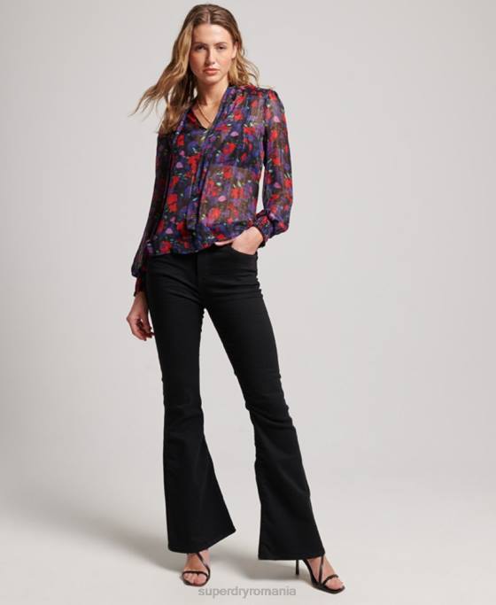 Superdry top din chiffon studios îmbrăcăminte marina femei JX0Z3029