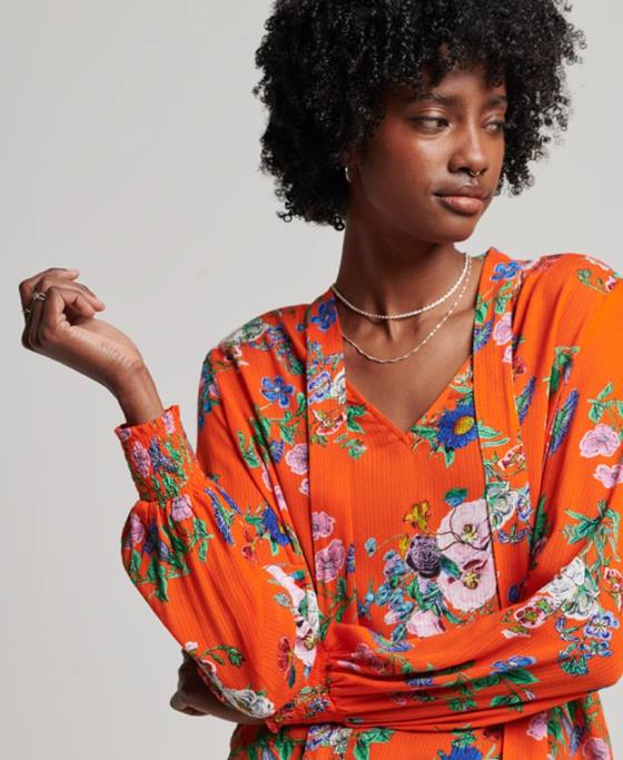 Superdry top din chiffon studios îmbrăcăminte roșu femei JX0Z3020