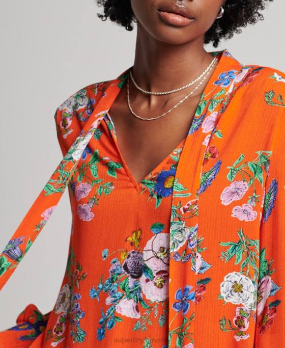 Superdry top din chiffon studios îmbrăcăminte roșu femei JX0Z3020