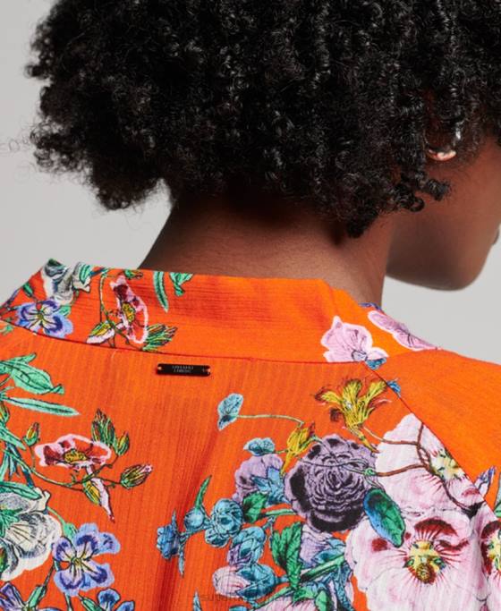 Superdry top din chiffon studios îmbrăcăminte roșu femei JX0Z3020