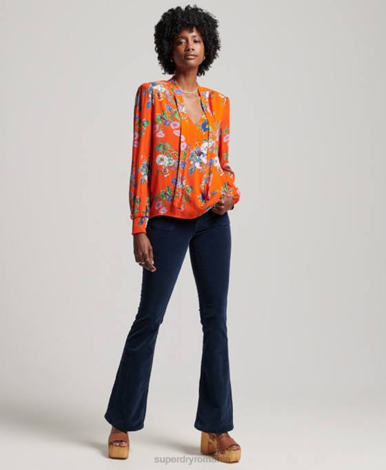 Superdry top din chiffon studios îmbrăcăminte roșu femei JX0Z3020